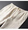 Shinesia men's linen pants men cotton breathable summer straight tube solid color elastic waist leisure custom Linen Pants