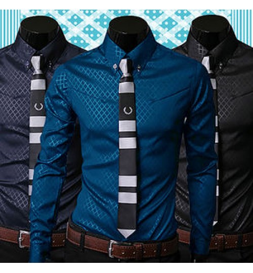 Custom luxury men's shirt Business Style Slim Soft Comfort Slim Fit Styles Long Sleeve Casual Dress Shirt For Men