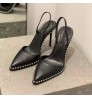 Rivet Pointed Toe Sandals Stiletto High-Heeled Hollow Designer Heels Trendy Womens Rivet Shoes