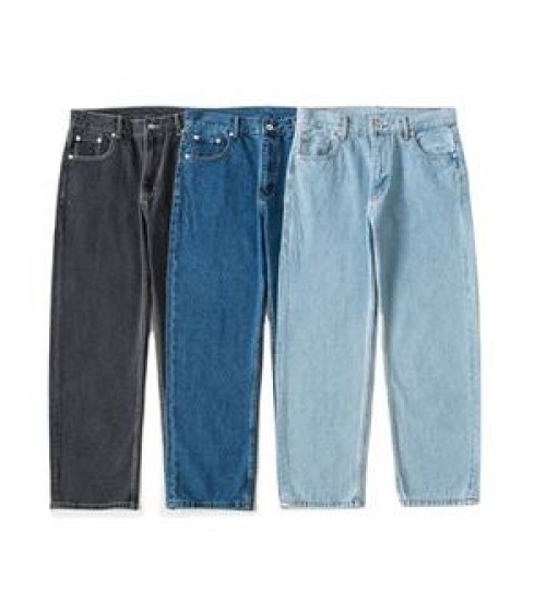 Wholesale custom Japanese style trousers street trend retro wash loose straight-leg men's jeans for men