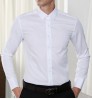 OEM/ODM Men's Shirts Long Sleeves Stand Collar 100% Cotton Solid Color White Dress Shirts for Men