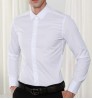 OEM/ODM Men's Shirts Long Sleeves Stand Collar 100% Cotton Solid Color White Dress Shirts for Men