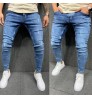 LW DY 8837 High quality men's worn-out leg stretch jeans Amazon skinny jeans men's striped jeans