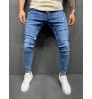 LW DY 8837 High quality men's worn-out leg stretch jeans Amazon skinny jeans men's striped jeans