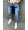 LW DY 8837 High quality men's worn-out leg stretch jeans Amazon skinny jeans men's striped jeans