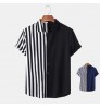 Coldker Mens Clothing 2021 Summer New Men's Short-sleeved Shirt Black and White Stripes Fashion Simple Camisas Para Hombre