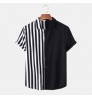 Coldker Mens Clothing 2021 Summer New Men's Short-sleeved Shirt Black and White Stripes Fashion Simple Camisas Para Hombre