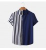 Coldker Mens Clothing 2021 Summer New Men's Short-sleeved Shirt Black and White Stripes Fashion Simple Camisas Para Hombre