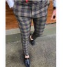New men fall clothing 2021 fashion casual men's trousers plaid cropped trouser pencil pants