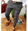 New men fall clothing 2021 fashion casual men's trousers plaid cropped trouser pencil pants