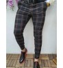 New men fall clothing 2021 fashion casual men's trousers plaid cropped trouser pencil pants