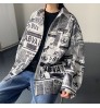 Spring Summer Fashion Man Long Sleeve Print Newspaper Shirt Men's Shirts Top Boys Loose Casual Shirt Men Plus Size 3XL