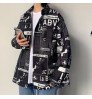 Spring Summer Fashion Man Long Sleeve Print Newspaper Shirt Men's Shirts Top Boys Loose Casual Shirt Men Plus Size 3XL