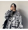 Spring Summer Fashion Man Long Sleeve Print Newspaper Shirt Men's Shirts Top Boys Loose Casual Shirt Men Plus Size 3XL