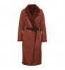 Highest quality handcrafted in Italy real fur reversible double-breasted shearling coat with leather belt for women