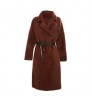 Highest quality handcrafted in Italy real fur reversible double-breasted shearling coat with leather belt for women