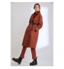 Highest quality handcrafted in Italy real fur reversible double-breasted shearling coat with leather belt for women