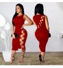 Women Dress Dresses Women Sexy Dress Sleeveless Cut Out See-through Dresses Bodycon Bandage Long Dresses Women Lady Elegant