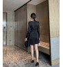 Women's Dresses 2021 Autumn New Women's Clothing Sexy V-neck Temperament Slim Irregular 2 Dresses Small Black Skirt