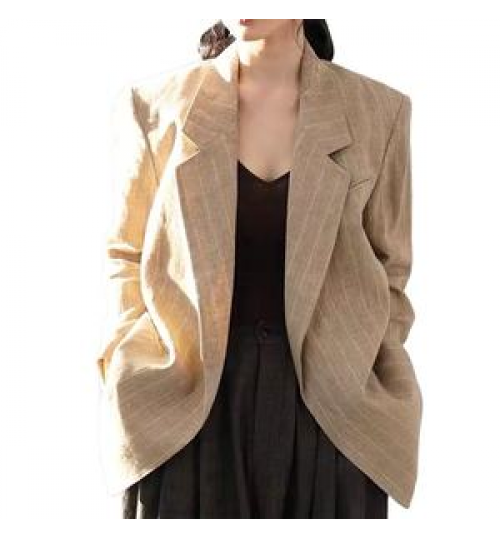 2021 Fashion Office Wear Double Breasted Blazer Vintage Long Sleeve Pockets Female Outerwear Chic Tops Women's Coats