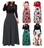Women Dresses Dress Apparel Women Sexy Bohemia Strips Floral Printed Church Long Sleeve Maxi Dresses For Black Women Lady Casual Wear Dress