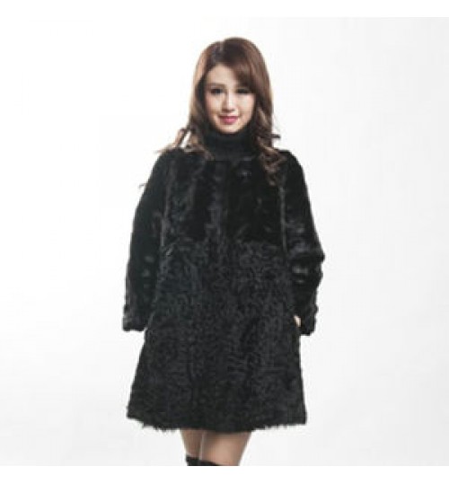 New Luxury Elegant Fashion Imported High-end Standing Collar Long Coat Real Mink Fur Women's Coats
