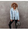 Women Jacket Jackets Hot Sale 100% Cotton Khaki Washed Women Jeans Jacket