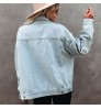 Women Jacket Jackets Hot Sale 100% Cotton Khaki Washed Women Jeans Jacket