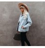 Women Jacket Jackets Hot Sale 100% Cotton Khaki Washed Women Jeans Jacket