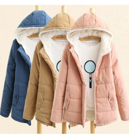 2022 winter thickened Korean hooded cotton padded coat women's long sleeved coat jacket