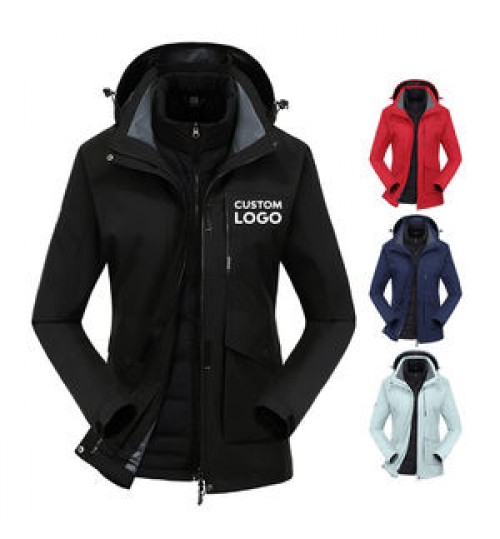 Wholesale 3 in 1 Design Outdoor Sportswear Hooded Jackets Women's Waterproof Winter Polar Fleece Jacket