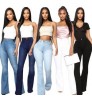 WJ095 high waist ladies jeans trouser plus size flared denim jeans women wide leg jeans women