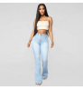 WJ095 high waist ladies jeans trouser plus size flared denim jeans women wide leg jeans women