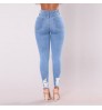 Women Jeans Wholesale Custom Women Elastic Stretch Jeans High Waist Solid Color Trousers Women Pencil Pants Skinny Jeans Denim Pants