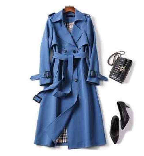 leather coats large woman Korean mid-length trench coat for women 2020 popular British over-the-knee overcoat for spring autumn