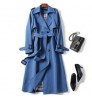 leather coats large woman Korean mid-length trench coat for women 2020 popular British over-the-knee overcoat for spring autumn