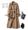 leather coats large woman Korean mid-length trench coat for women 2020 popular British over-the-knee overcoat for spring autumn