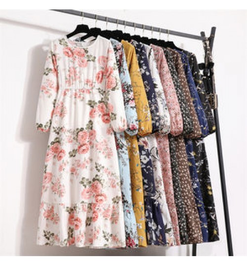 Spring Women Maxi Dresses Casual Full Sleeve Floral Printed O-neck Woman Bohe Beach Party Long Dress Mujer Vestidos Dropshipping