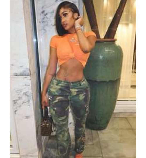 Women Pants C1279 2022 New Amazon Top Sells Fashion Spot Print Women Plus Size Camouflage Cargo Pants