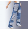 OEM Factory of International Brand----Customized women's sexy high waist elastic plus size Patched Fringe women's jeans