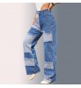 OEM Factory of International Brand----Customized women's sexy high waist elastic plus size Patched Fringe women's jeans