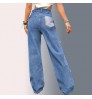 OEM Factory of International Brand----Customized women's sexy high waist elastic plus size Patched Fringe women's jeans