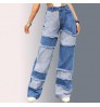 OEM Factory of International Brand----Customized women's sexy high waist elastic plus size Patched Fringe women's jeans