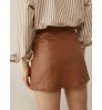 Women Skirt 2022 Wholesale Plus Size Women Fashion High Waist Side Slits Leather A-line Mini Skirt
