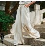 Women Pants Pants Wide New Design Custom Logo High Quality Clothing Cotton Linen High Waist Solid Color Beige Trousers Women Wide Leg Pants
