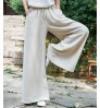 Women Pants Pants Wide New Design Custom Logo High Quality Clothing Cotton Linen High Waist Solid Color Beige Trousers Women Wide Leg Pants