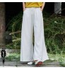 Women Pants Pants Wide New Design Custom Logo High Quality Clothing Cotton Linen High Waist Solid Color Beige Trousers Women Wide Leg Pants