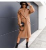 Fall And Winter Woman's Coats Ladies Jackets double cotton solid turn down collar long coats for women