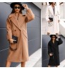Fall And Winter Woman's Coats Ladies Jackets double cotton solid turn down collar long coats for women