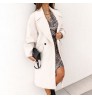 Fall And Winter Woman's Coats Ladies Jackets double cotton solid turn down collar long coats for women
